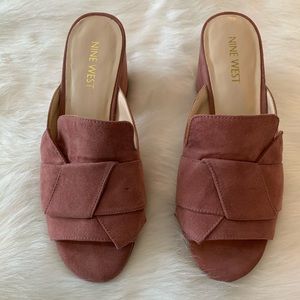 ✨NINE WEST suede slip on heels